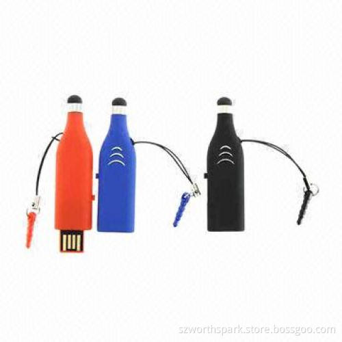 Touch Pen-shaped USB Flash Drive with Customer's Own Logo on it, PVC Material